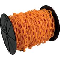 Chaîne de s&eacute;curit&eacute; en plastique robuste, Orange, Maillon de 2", 100' de long St. Lawrence Industrial & Safety Supply