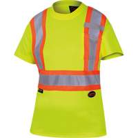 6949 Women's Bird's-Eye Safety T-Shirt, Polyester, X-Small, High Visibility Lime-Yellow St. Lawrence Industrial & Safety Supply