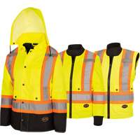 5021BBW Manteau 7 en 1 imperm&eacute;able pour femmes avec capuchon, Polyester/Polyur&eacute;thane, Jaune lime haute visibilit&eacute;, T-petit St. Lawrence Industrial & Safety Supply