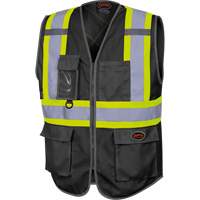 6959BK Tricot High-Visibility Safety Vest with Zipper Closure, Black, X-Small, Polyester St. Lawrence Industrial & Safety Supply