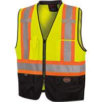 6895 High-Visibility Zip Front Bi-Colour Safety Vest, Black/High Visibility Lime-Yellow, 2X-Large/3X-Large, Polyester St. Lawrence Industrial & Safety Supply