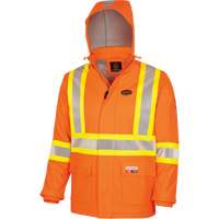 5884 Flash-Gard&reg; FR/Arc-Rated Waterproof Jacket with Hood, Small, High Visibility Orange, 51 cal/cm² St. Lawrence Industrial & Safety Supply