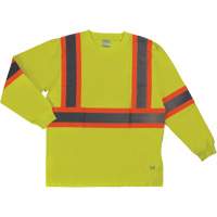 Long Sleeve Safety T-Shirt, Cotton, X-Small, High Visibility Lime-Yellow St. Lawrence Industrial & Safety Supply