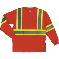Long Sleeve Safety T-Shirt, Cotton, X-Small, High Visibility Orange St. Lawrence Industrial & Safety Supply