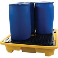 Palette de d&eacute;versements pour quatre barils, Capacit&eacute; de d&eacute;versement 66 gal. US, 57,5" x 57,5" x 12" St. Lawrence Industrial & Safety Supply