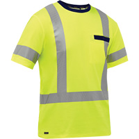 Bisley&reg; X-Back Short Sleeve Shirt, Poly-Cotton, Small, High Visibility Lime-Yellow St. Lawrence Industrial & Safety Supply