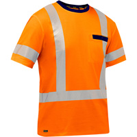 Bisley&reg; X-Back Short Sleeve Shirt, Poly-Cotton, Small, High Visibility Orange St. Lawrence Industrial & Safety Supply