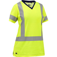 Bisley&reg; Women's X-Back Short Sleeve Shirt, Poly-Cotton, Small, High Visibility Lime-Yellow St. Lawrence Industrial & Safety Supply