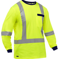 Bisley&reg; X-Back Long Sleeve Shirt, Poly-Cotton, Small, High Visibility Lime-Yellow St. Lawrence Industrial & Safety Supply