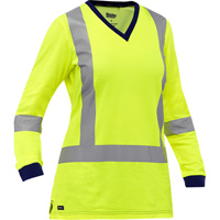 Bisley&reg; Women's X-Back Long Sleeve Shirt, Poly-Cotton, Small, High Visibility Lime-Yellow St. Lawrence Industrial & Safety Supply