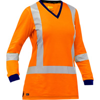 Bisley&reg; Women's X-Back Long Sleeve Shirt, Poly-Cotton, Small, High Visibility Orange St. Lawrence Industrial & Safety Supply