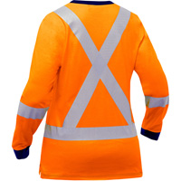 Bisley&reg; Women's X-Back Long Sleeve Shirt, Poly-Cotton, Small, High Visibility Orange St. Lawrence Industrial & Safety Supply