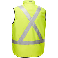 Bisley&reg; X-Back Reversible Puffer Vest, High Visibility Lime-Yellow, Small, Polyester St. Lawrence Industrial & Safety Supply