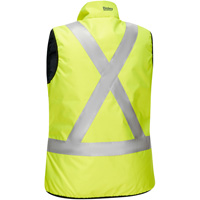 Bisley&reg; X-Back Women's Contoured Reversible Puffer Vest, High Visibility Lime-Yellow, Small, Polyester St. Lawrence Industrial & Safety Supply