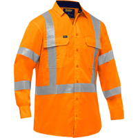 Bisley&reg; X-Back Long Sleeve Work Shirt with X-Airflow, Poly-Cotton, Small, High Visibility Orange St. Lawrence Industrial & Safety Supply