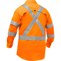 Bisley&reg; X-Back Long Sleeve Work Shirt with X-Airflow, Poly-Cotton, Small, High Visibility Orange St. Lawrence Industrial & Safety Supply