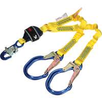 Longe &eacute;lastique d'ancrage double &agrave; amortisseur de choc en sangle, 4', Point d'ancrage &agrave; Crochet d'armature, Crochet mousqueton aux jambes St. Lawrence Industrial & Safety Supply
