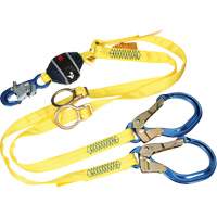 Twin-Leg Tie-Back Web Shock-Absorbing Lanyard, 6', Rebar Hook Center, Snap Hook Leg Ends, Polyester St. Lawrence Industrial & Safety Supply