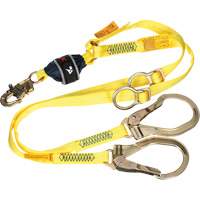 Twin-Leg Tie-Back Web Shock-Absorbing Lanyard, 6', Rebar Hook Center, Snap Hook Leg Ends, Polyester St. Lawrence Industrial & Safety Supply
