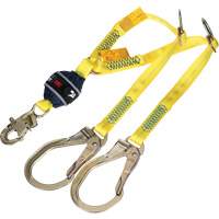 Twin-Leg Tie-Back Web Shock-Absorbing Lanyard, 4', Rebar Hook Center, Snap Hook Leg Ends, Polyester St. Lawrence Industrial & Safety Supply
