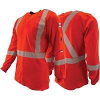 Chandail &agrave; manches longues ignifuge et r&eacute;sistant &agrave; l'arc &eacute;lectrique avec bandes de 2" Henley Atlas Guardian, T-petit, Orange haute visibilit&eacute; St. Lawrence Industrial & Safety Supply