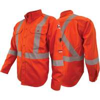 Chandail de travail &agrave; manches longues ignifuge et r&eacute;sistant &agrave; l'arc &eacute;lectrique avec bandes de 2" Atlas Guardian, T-petit, Orange haute visibilit&eacute; St. Lawrence Industrial & Safety Supply