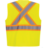 Contrast-Striped Safety Vest, High Visibility Lime-Yellow, Small, Polyester St. Lawrence Industrial & Safety Supply