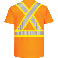 Contrast-Striped Safety T-Shirt, Polyester, Small, High Visibility Orange St. Lawrence Industrial & Safety Supply