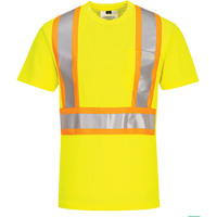 Contrast-Striped Safety T-Shirt, Polyester, Small, High Visibility Lime-Yellow St. Lawrence Industrial & Safety Supply