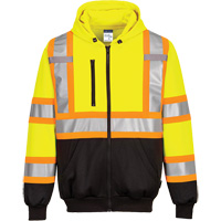 Chandail de s&eacute;curit&eacute; &agrave; capuchon avec bandes contrastantes, Petit, Noir/Jaune lime haute visibilit&eacute; St. Lawrence Industrial & Safety Supply