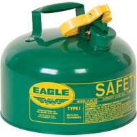 Bidon de s&eacute;curit&eacute; pour les combustibles, Type I, Acier galvanis&eacute;, 2 gal. US, Vert, Homologu&eacute; FM/List&eacute; UL/ULC St. Lawrence Industrial & Safety Supply
