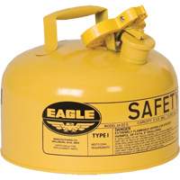 Bidon de s&eacute;curit&eacute; pour le diesel, Type I, Acier galvanis&eacute;, 2 gal. US, Jaune, Homologu&eacute; FM/List&eacute; UL/ULC St. Lawrence Industrial & Safety Supply