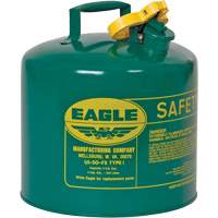 Bidon de s&eacute;curit&eacute; pour les combustibles, Type I, Acier galvanis&eacute;, 5 gal. US, Vert, Homologu&eacute; FM/List&eacute; UL/ULC St. Lawrence Industrial & Safety Supply