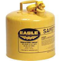 Bidon de s&eacute;curit&eacute; pour le diesel, Type I, Acier galvanis&eacute;, 5 gal. US, Jaune, Homologu&eacute; FM/List&eacute; UL/ULC St. Lawrence Industrial & Safety Supply