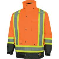 5056 Pioneer&reg; Yukon 7-in-1 Waterproof Winter Safety Parka, Polyester, Black/High Visibility Orange, X-Small St. Lawrence Industrial & Safety Supply