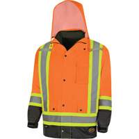 5056 Pioneer&reg; Yukon 7-in-1 Waterproof Winter Safety Parka, Polyester, Black/High Visibility Orange, X-Small St. Lawrence Industrial & Safety Supply