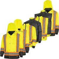 5057 Pioneer&reg; Yukon 7-in-1 Waterproof Winter Safety Parka, Polyester, Black/High Visibility Lime-Yellow, X-Small St. Lawrence Industrial & Safety Supply
