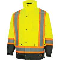 5057 Pioneer&reg; Yukon 7-in-1 Waterproof Winter Safety Parka, Polyester, Black/High Visibility Lime-Yellow, X-Small St. Lawrence Industrial & Safety Supply