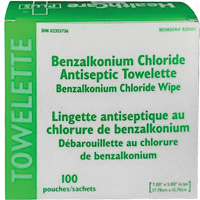BZK Benzalkonium Chloride Towelette, Towelette, Antiseptic St. Lawrence Industrial & Safety Supply