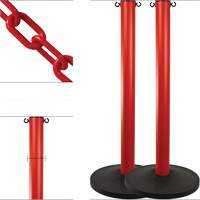 Industrial Stanchion Kit with Plastic Chain, 37" High, Red St. Lawrence Industrial & Safety Supply