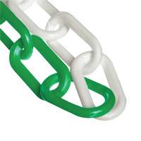 Bicolour Plastic Barrier Chain, Green/White, 2" Link, 500' Length St. Lawrence Industrial & Safety Supply