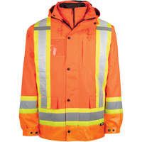 Manteau haute visibilit&eacute; 7-en-1, Polyester, Orange haute visibilit&eacute;, T-petit St. Lawrence Industrial & Safety Supply