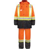 High-Visibility 150-Deniers Rain Suit, Polyester, Small, High Visibility Orange St. Lawrence Industrial & Safety Supply
