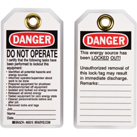 &eacute;tiquettes de verrouillage, Plastique, 3" la x 5-1/2" h, Anglais St. Lawrence Industrial & Safety Supply