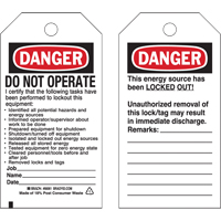 &eacute;tiquettes de verrouillage, Plastique, 3" la x 5-3/4" h, Anglais St. Lawrence Industrial & Safety Supply