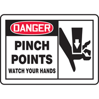 "Pinch Points" Sign, 7" x 10", Plastic, English with Pictogram St. Lawrence Industrial & Safety Supply
