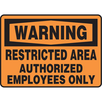 "Restricted Area" Sign, 7" x 10", Vinyl, English St. Lawrence Industrial & Safety Supply