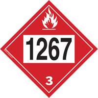 Plaque-&eacute;tiquette TMD 1267 pour liquide inflammable p&eacute;trole brut, Vinyle adh&eacute;sif St. Lawrence Industrial & Safety Supply