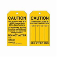 &eacute;tiquettes de s&eacute;curit&eacute; pour les &eacute;chafaudages, Polyester, 4" la x 7" h, Anglais St. Lawrence Industrial & Safety Supply