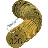 &eacute;tiquettes num&eacute;rot&eacute;es pour vannes HWS, # 026-050, Laiton, 1,5" dia. St. Lawrence Industrial & Safety Supply